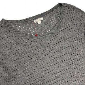 GAP Gray Open-Knit Crewneck Sweater Dress